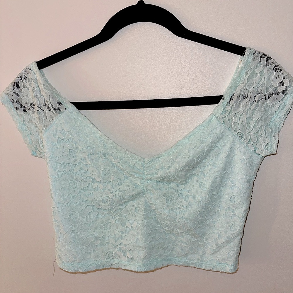 Forever 21 Mint V-Neck Crop Top